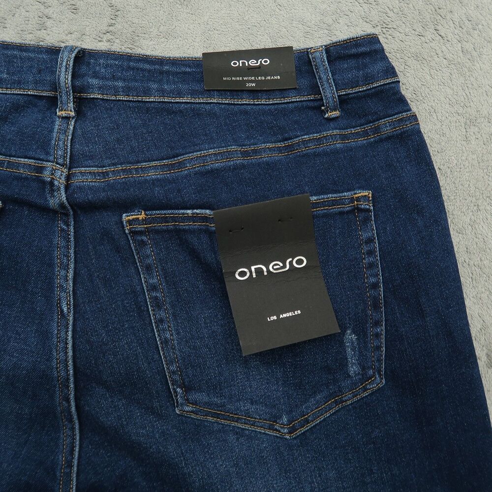 ONESO Jeans Women's Size 20W Mid-Rise Wide-Leg Denim 31.5" Inseam Distressed NWT - Picture 10 of 16